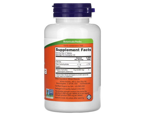 Now Foods Сертифицированная органическая спирулина 1000 мг 120 таблеток Now Foods Сертифицированная органическая спирулина 1000 мг 120 таблеток