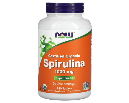 NOW Foods, Certified Organic Spirulina, 1,000 mg, 240 Tablets NOW Foods, Certified Organic Spirulina, 1,000 mg, 240 Tablets