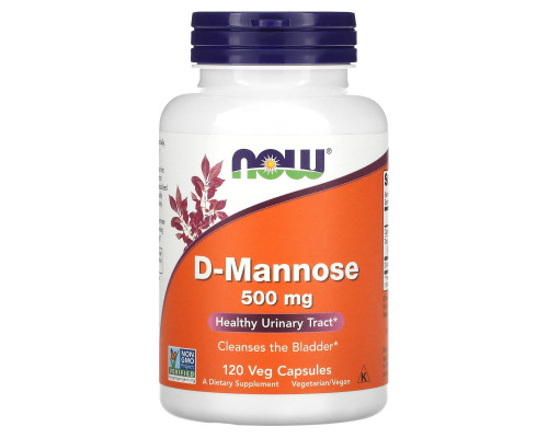 Now Foods, D-манноза, 500 мг, 120 растительных капсул