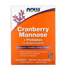Now Foods, Маннозы клюквы + пробиотики, 24 пакетика, (6 г) каждый