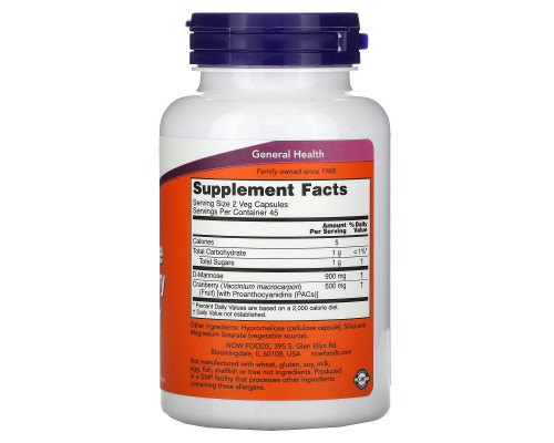 Now Foods, Клюква с маннозой, 90 вегетарианских капсул Now Foods, Клюква с маннозой, 90 вегетарианских капсул