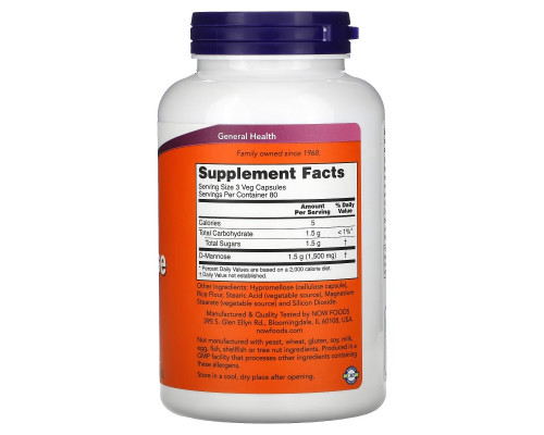 Now Foods, D-манноза, 500 мг, 240 вегетарианских капсул Now Foods, D-манноза, 500 мг, 240 вегетарианских капсул