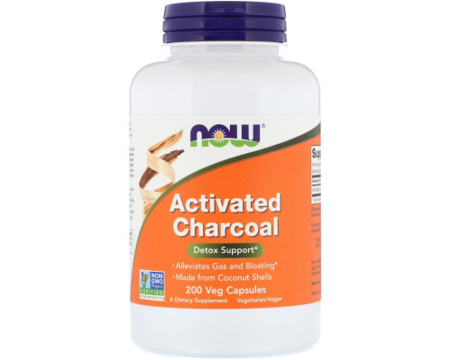 Now Foods, Activated Charcoal, 200 Veg Capsules Now Foods, Activated Charcoal, 200 Veg Capsules