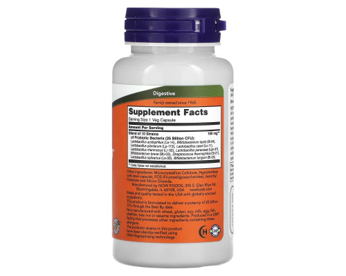 Now Foods Пробиотик-10 25 миллиардов бактерий 100 вегетарианских капсул Now Foods Пробиотик-10 25 миллиардов бактерий 100 вегетарианских капсул