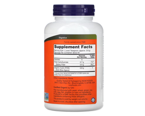 Now Foods Органический инулин 100% порошок 227 г Now Foods Органический инулин 100% порошок 227 г