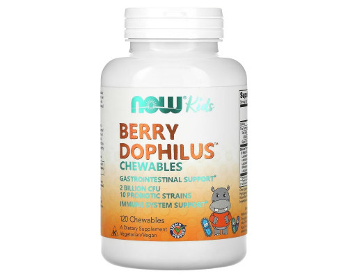 Now Foods, Berry Dophilus, Для детей, 2 млрд., 120 жевательных таблеток Now Foods, Berry Dophilus, Для детей, 2 млрд., 120 жевательных таблеток