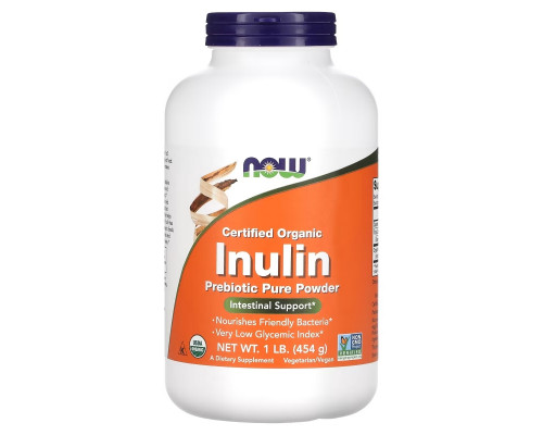 Now Foods, Сертифицированный органический инулин, пребиотик в чистом порошке, 454 г Now Foods, Сертифицированный органический инулин, пребиотик в чистом порошке, 454 г