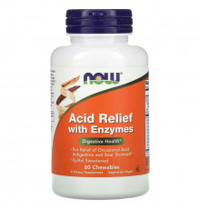 Now Foods Добавка для снижения кислотности с ферментами 60 жевательных таблеток