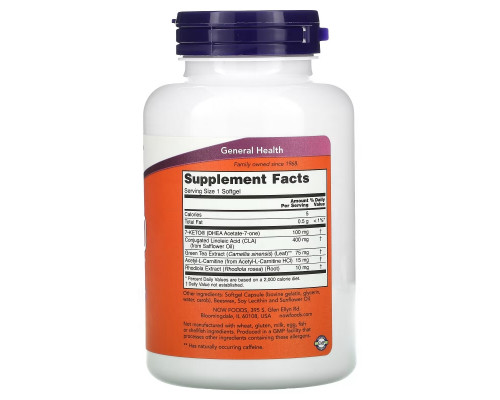 Now Foods, 7-Keto LeanGels, 100 мг, 120 гелевых капсул Now Foods, 7-Keto LeanGels, 100 мг, 120 гелевых капсул