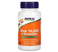 Now Foods Алоэ 10000 мг и Пробиотики 60 вегетарианских капсул