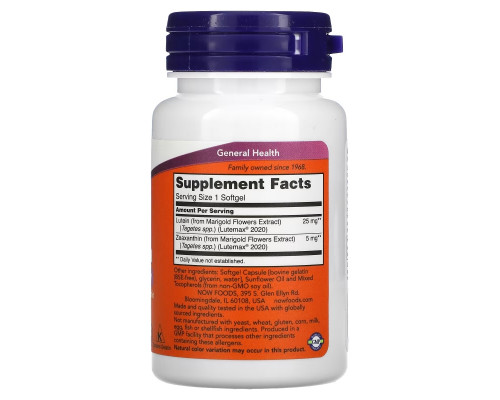 Now Foods, Lutein & Zeaxanthin, 60 Softgels Now Foods, Lutein & Zeaxanthin, 60 Softgels
