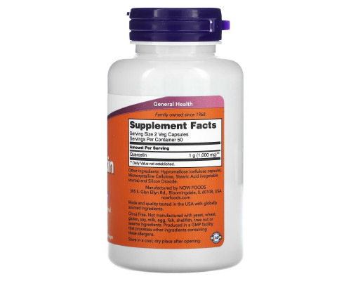 NOW Foods, Quercetin, 500 mg, 100 Veg Capsules