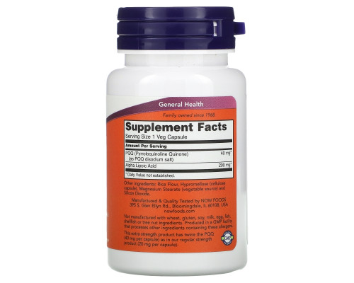 Now Foods, Extra Strength PQQ, 40 mg, 50 Veg Capsules Now Foods, Extra Strength PQQ, 40 mg, 50 Veg Capsules