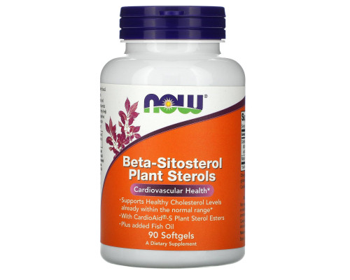 Now Foods, Комплекс растительных стеролов, содержащих бета-ситостерол (Beta-Sitosterol Plant Sterols), 90 мягких таблеток Now Foods, Комплекс растительных стеролов, содержащих бета-ситостерол (Beta-Sitosterol Plant Sterols), 90 мягких таблеток