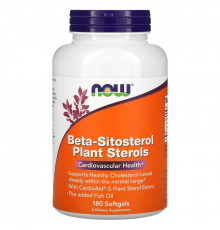 Now Foods, Комплекс растительных стеролов, содержащих бета-ситостерол (Beta-Sitosterol Plant Sterols), 180 мягких таблеток