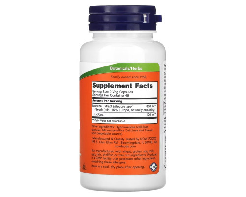 Now Foods Dopa Mucuna 90 вегетарианских капсул