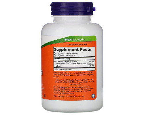 Now Foods, Dopa Mucuna, 180 Veg Capsules Now Foods, Dopa Mucuna, 180 Veg Capsules
