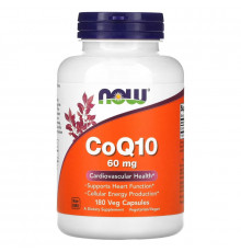 Now Foods, Коэнзим Q10, 60 мг, 180 вегетарианских капсул