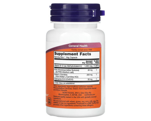 Now Foods, PQQ Energy, 30 вегетарианских капсул Now Foods, PQQ Energy, 30 вегетарианских капсул