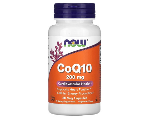 Now Foods, CoQ10, 200 мг, 60 веганских капсул Now Foods, CoQ10, 200 мг, 60 веганских капсул