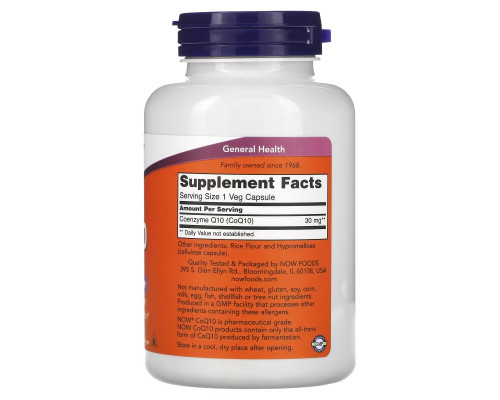 Now Foods, CoQ10, 30 мг, 240 растительных капсул Now Foods, CoQ10, 30 мг, 240 растительных капсул