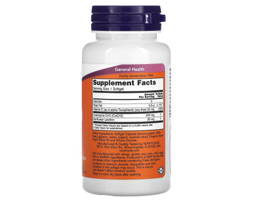 NOW Foods, CoQ10 , 400 mg , 30 Softgels NOW Foods, CoQ10 , 400 mg , 30 Softgels