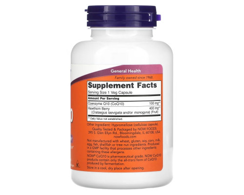 Now Foods, CoQ10, 100 мг, 180 капсул Now Foods, CoQ10, 100 мг, 180 капсул