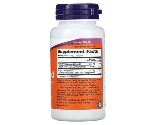 NOW Foods, Grape Seed, Standardized Extract, 100 mg, 100 Veg Capsules NOW Foods, Grape Seed, Standardized Extract, 100 mg, 100 Veg Capsules