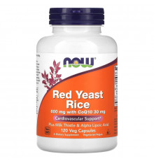 Now Foods, Красный ферментированный рис, 120 растительных капсул