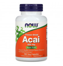 Now Foods, Сублимированные ягоды асаи, 500 мг, 100 растительных капсул