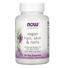 Now Foods, Solutions, Vegan Hair Skin & Nails, 90 Veg Capsules