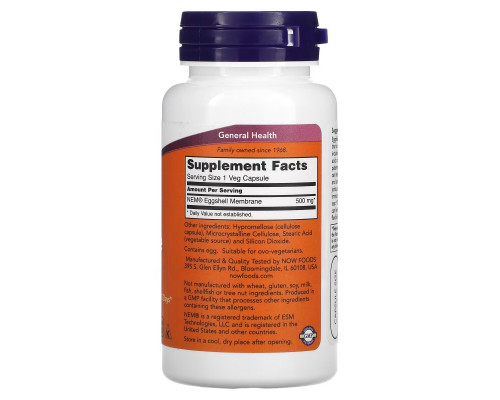 Now Foods Мембрана яичной скорлупы 500 мг 60 вегетарианских капсул Now Foods Мембрана яичной скорлупы 500 мг 60 вегетарианских капсул