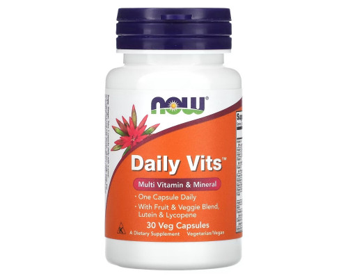 NOW Foods, Daily Vits, мультивитамины и микроэлементы, 30 вегетарианских капсул NOW Foods, Daily Vits, мультивитамины и микроэлементы, 30 вегетарианских капсул