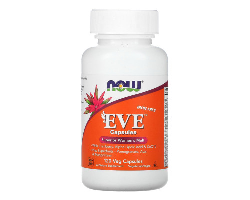 Now Foods Eve Мультивитамины для женщин в капсулах без железа 120 вегетарианских капсул Now Foods Eve Мультивитамины для женщин в капсулах без железа 120 вегетарианских капсул