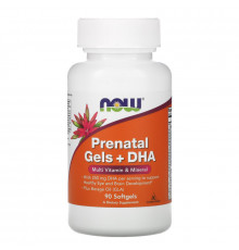 Now Foods Prenatal Gels + DHA Добавка для беременных и кормящих женщин, с мультивитаминами и минералами 90 мягких капсул