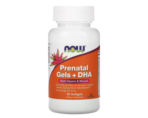 Now Foods Prenatal Gels + DHA Добавка для беременных и кормящих женщин, с мультивитаминами и минералами 90 мягких капсул Now Foods Prenatal Gels + DHA Добавка для беременных и кормящих женщин, с мультивитаминами и минералами 90 мягких капсул