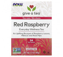 Травяные сборы и чаи NOW Foods, Everyday Wellness Tea, красная малина, без кофеина, 24 чайных пакетика, 48 г (1,7 унции)