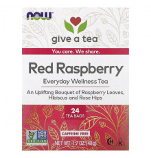 Травяные сборы и чаи NOW Foods, Everyday Wellness Tea, красная малина, без кофеина, 24 чайных пакетика, 48 г (1,7 унции)