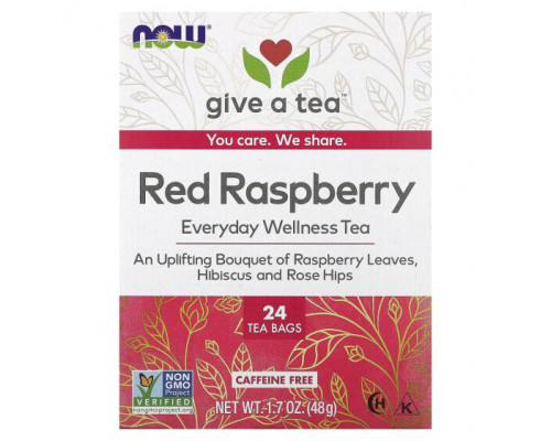 Травяные сборы и чаи NOW Foods, Everyday Wellness Tea, красная малина, без кофеина, 24 чайных пакетика, 48 г (1,7 унции) Травяные сборы и чаи NOW Foods, Everyday Wellness Tea, красная малина, без кофеина, 24 чайных пакетика, 48 г (1,7 унции)
