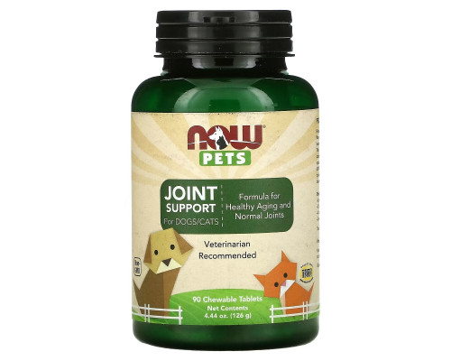 NOW Foods, Pets, поддержка суставов для собак и кошек, 90 жевательных таблеток, 126 г (4,44 унции) NOW Foods, Pets, поддержка суставов для собак и кошек, 90 жевательных таблеток, 126 г (4,44 унции)