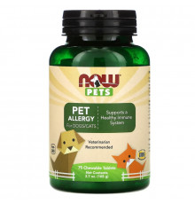 NOW Foods, Pets, Pet Allergy for Dogs/Cats, 75 Chewable Tablets