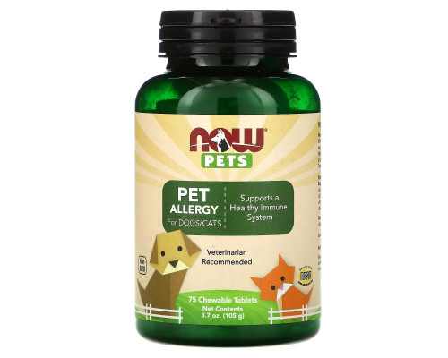 NOW Foods, Pets, Pet Allergy for Dogs/Cats, 75 Chewable Tablets NOW Foods, Pets, Pet Allergy for Dogs/Cats, 75 Chewable Tablets