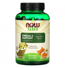 NOW Foods, Pets, Omega-3 Support for Dogs/Cats, Great Fish, 180 Softgels, 8.9 oz (252 g)
