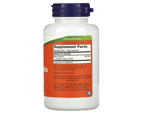 Now Foods Черный орех 500 мг 100 капсул Now Foods Черный орех 500 мг 100 капсул