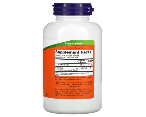 Now Foods Кошачий коготь 500 мг 250 капсул Now Foods Кошачий коготь 500 мг 250 капсул