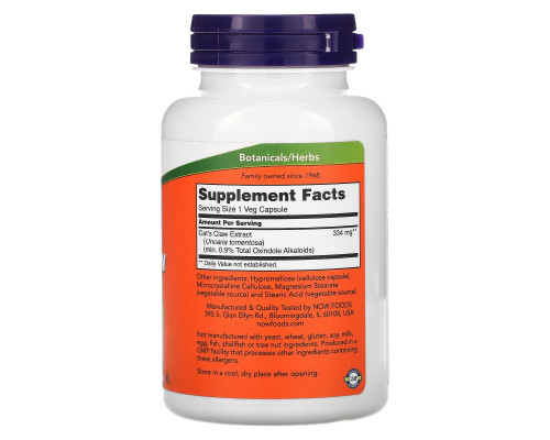 Now Foods Экстракт кошачьего когтя 120 капсул Now Foods Экстракт кошачьего когтя 120 капсул