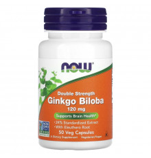 Now Foods, Ginkgo Biloba, Double Strength, 120 mg, 50 Veg Capsules