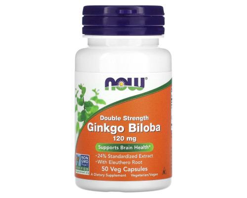 Now Foods, Ginkgo Biloba, Double Strength, 120 mg, 50 Veg Capsules Now Foods, Ginkgo Biloba, Double Strength, 120 mg, 50 Veg Capsules