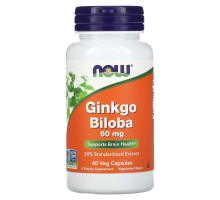 NOW Foods, Ginkgo Biloba, 60 mg, 60 Veg Capsules