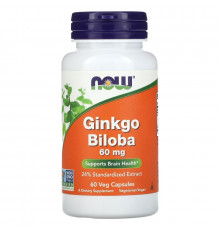 NOW Foods, Ginkgo Biloba, 60 mg, 60 Veg Capsules